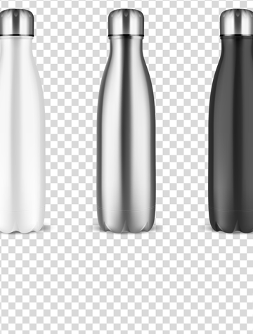 White, grey, and black reusable bottles